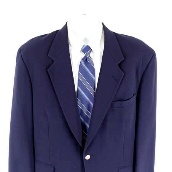 Stafford Worsted Wool 2 Gold Button Blazer 44R‎ Vintage Tailored In USA - Picture 1 of 13